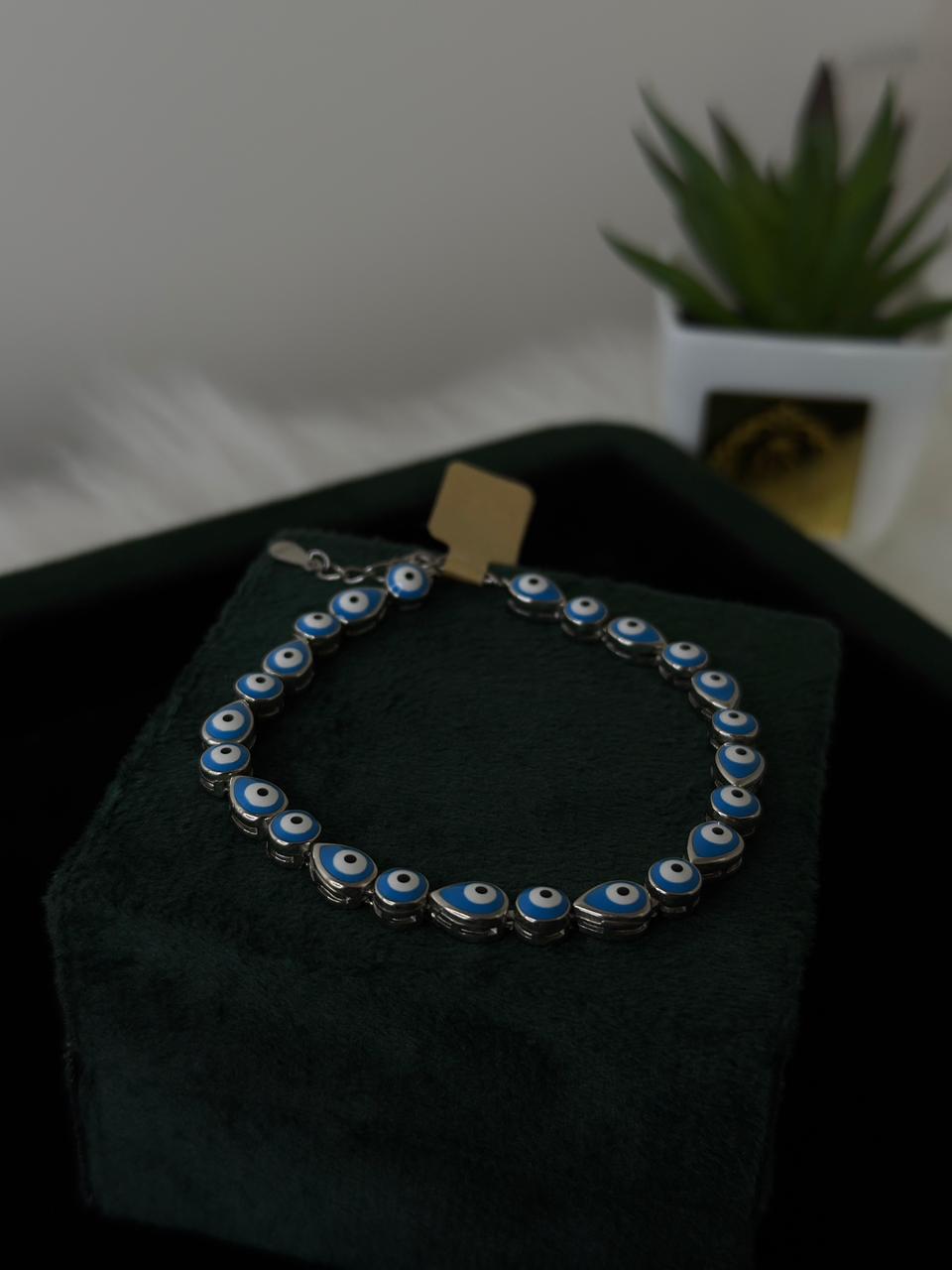 REAL SILVER EVIL EYE WOMENS BRACELET WB0058