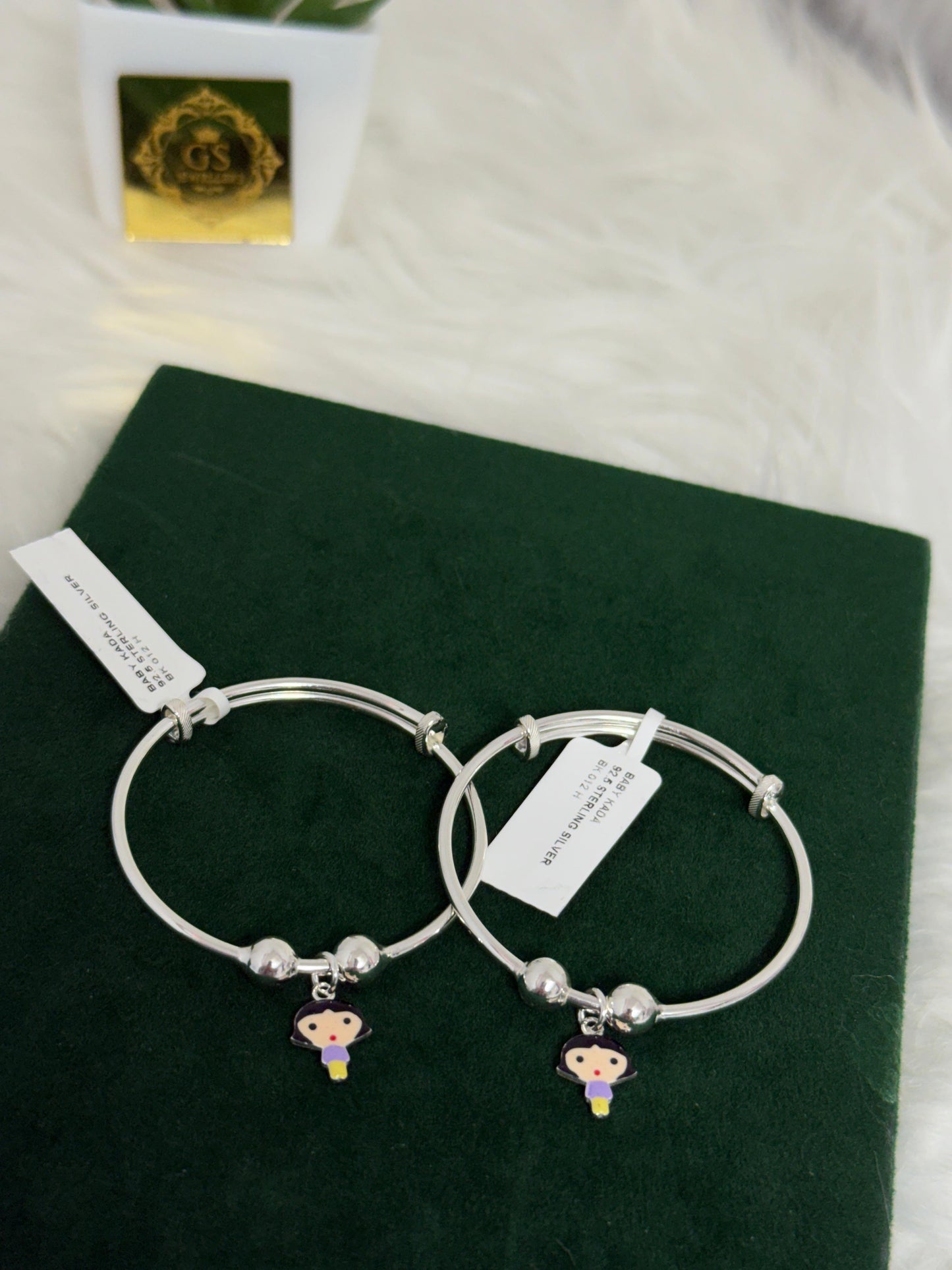 PURE SILVER ADJUSTABLE CHARM KANGANS FOR BABIES BK0012