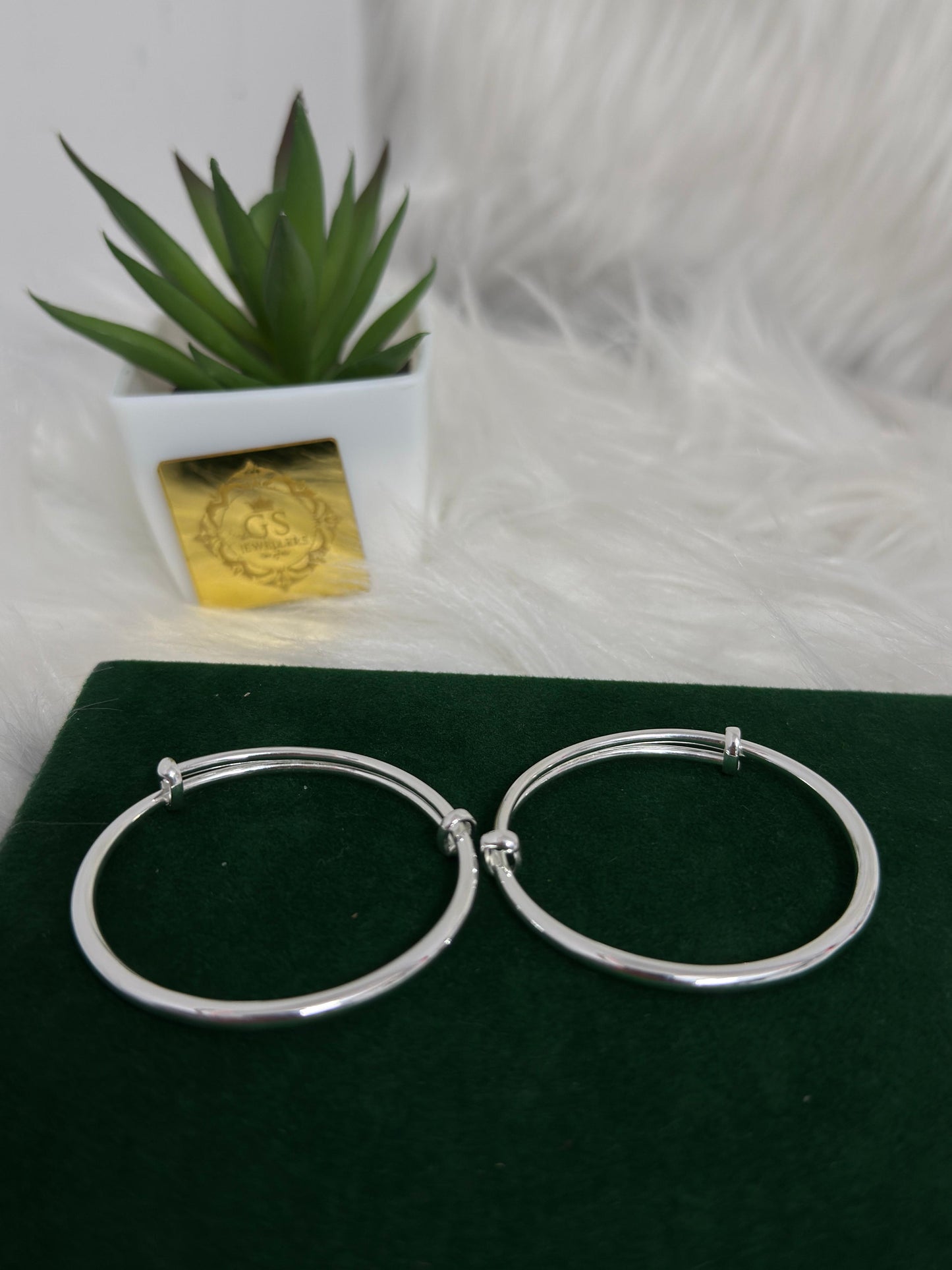 PURE SILVER ADJUSTABLE PLAIN KANGANS FOR BABIES BK0018