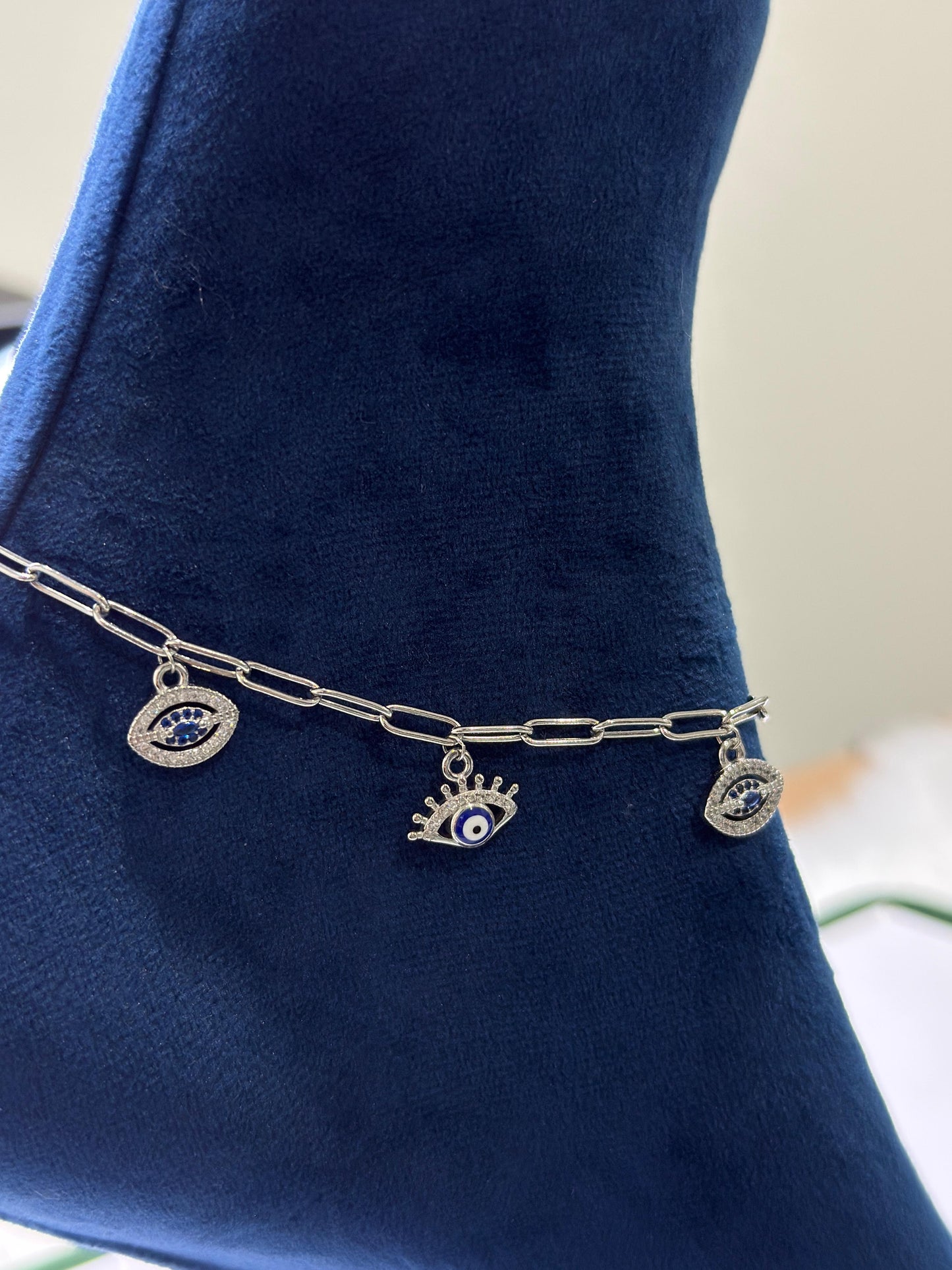 PURE SILVER EVILEYES SINGLE ANKLET SJ0023
