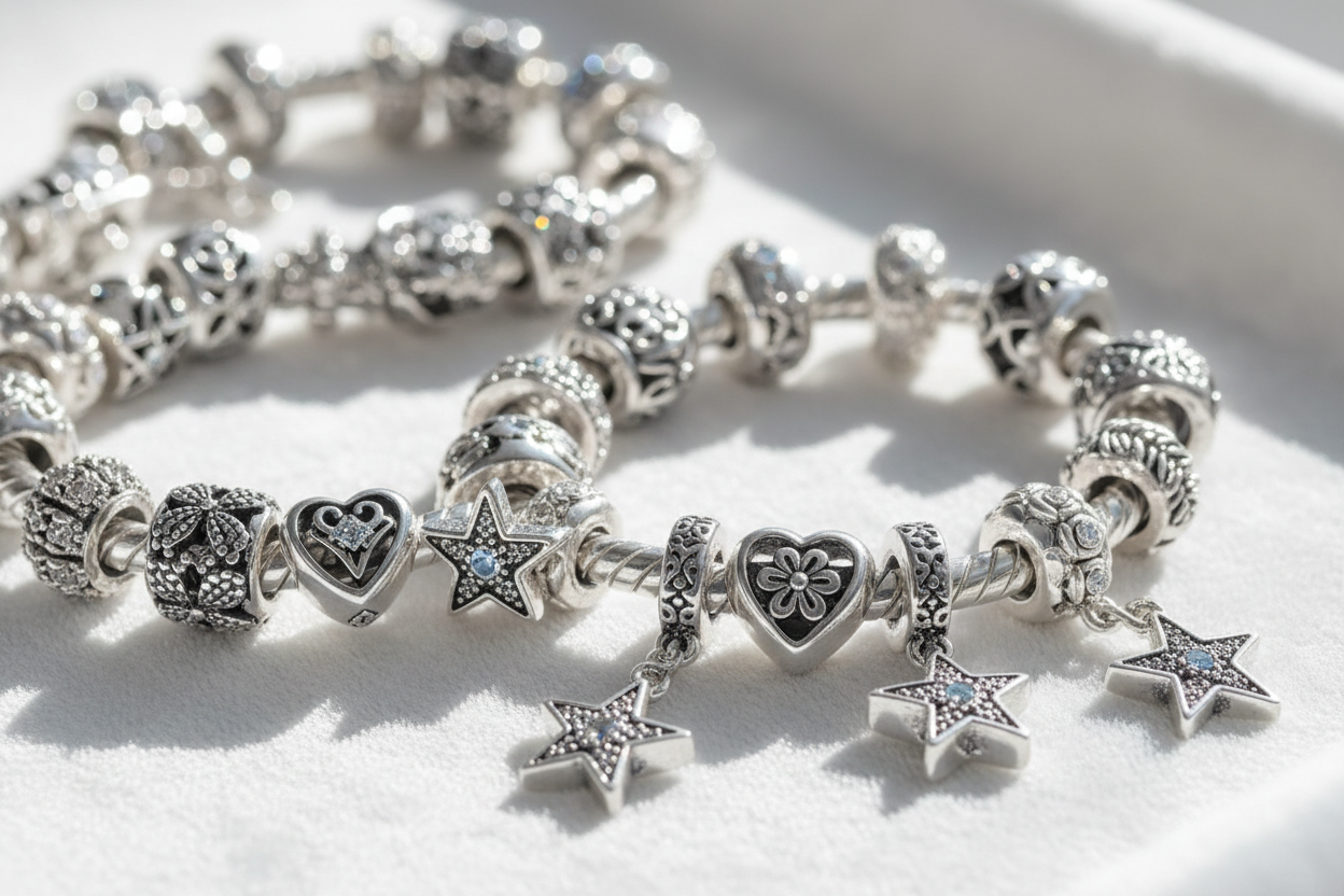 PURE SILVER  PANDORA  STYLE BRACELET