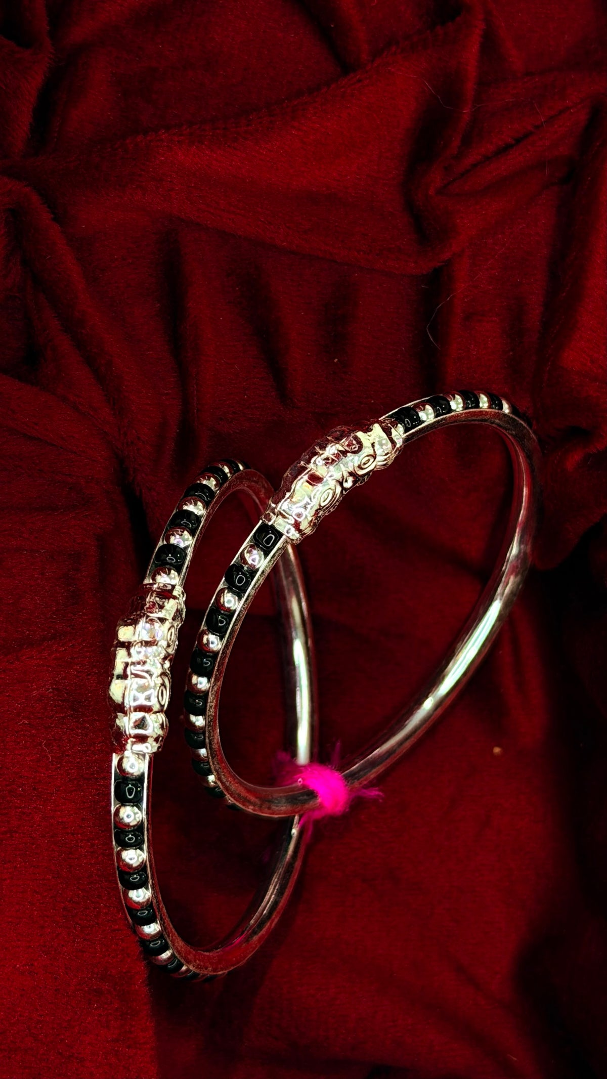 PURE SILVER BABIES BLACK BEADS KANGAN BK004