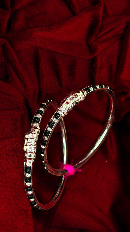 PURE SILVER BABIES BLACK BEADS KANGAN BK004