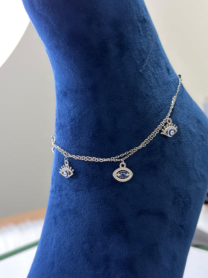 PURE SILVER EVILEYES SINGLE ANKLET SJ0023