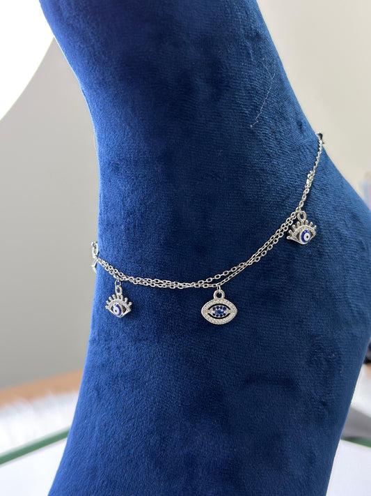 PURE SILVER EVILEYES SINGLE ANKLET SJ0023