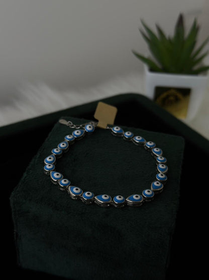 REAL SILVER EVIL EYE WOMENS BRACELET WB0058