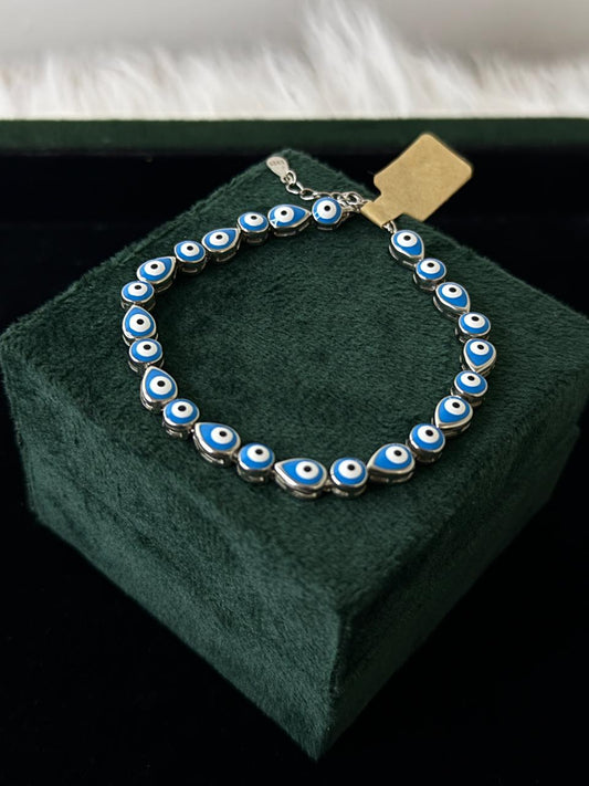 REAL SILVER EVIL EYE WOMENS BRACELET WB0058