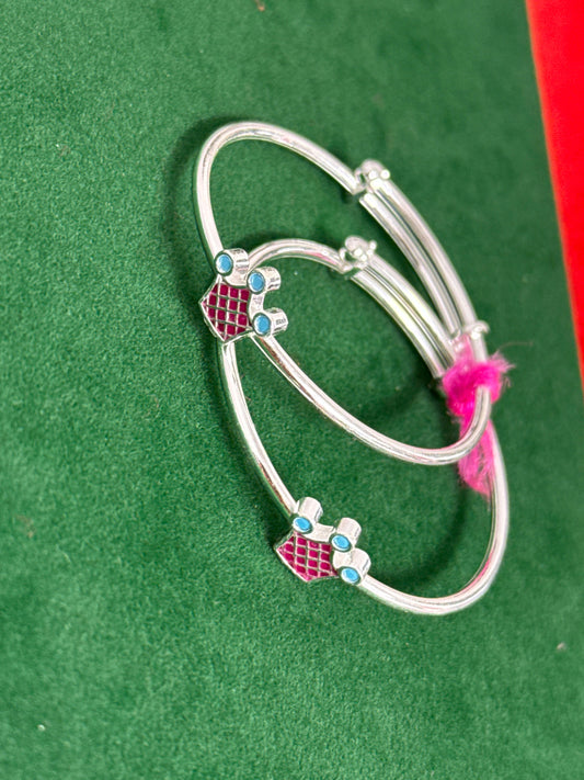 PURE SILVER NEWBORN BABY KANGANS BK005