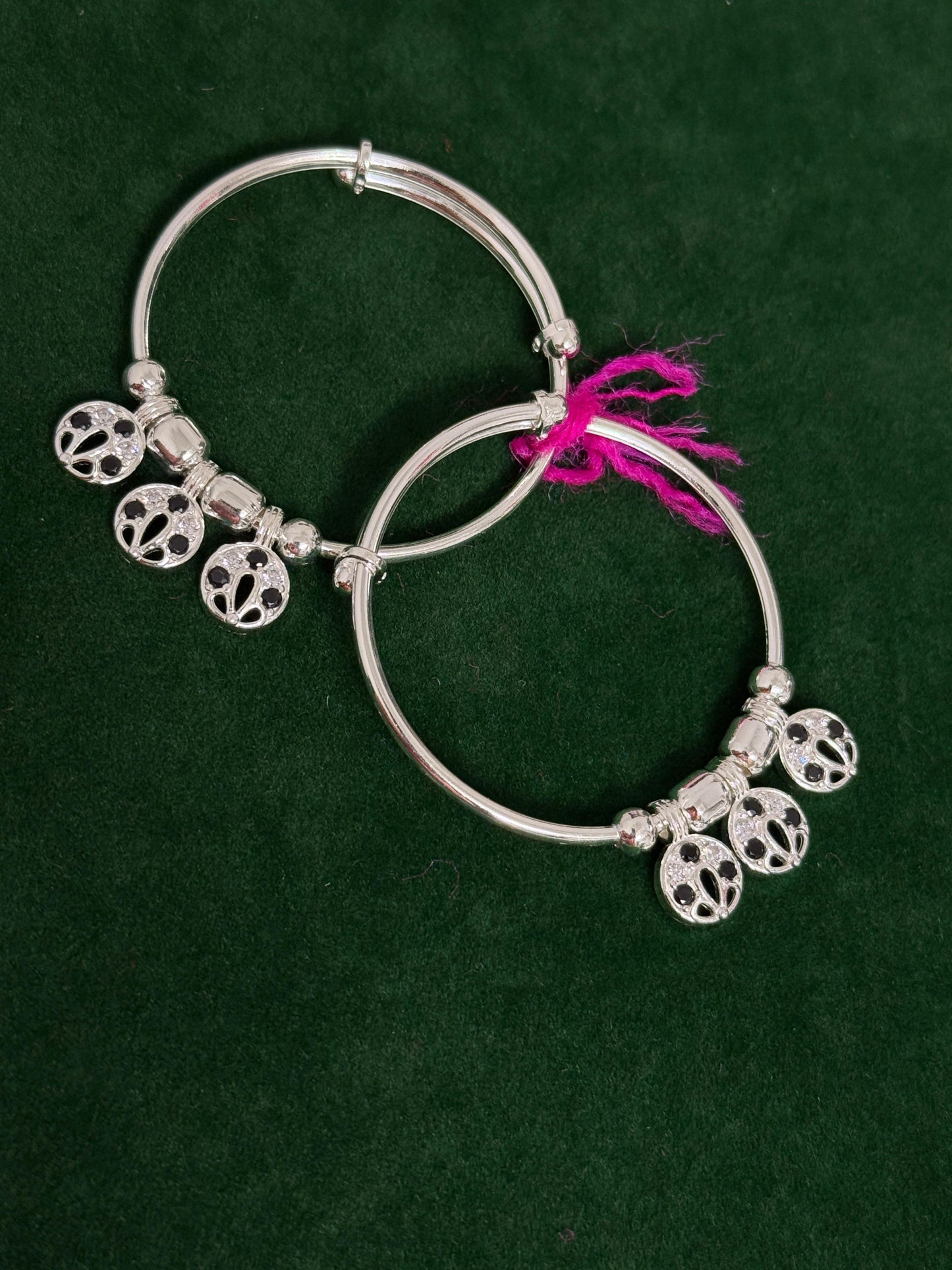 PURE SILVER CHARMS ADJUSTABLE KANGANS FOR BABIES BK008