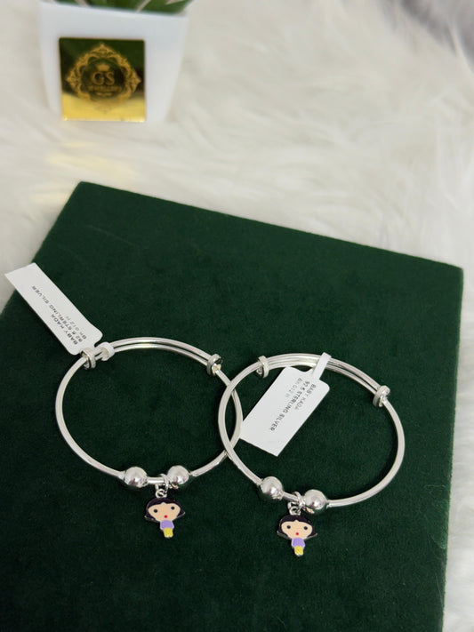 PURE SILVER ADJUSTABLE CHARM KANGANS FOR BABIES BK0012