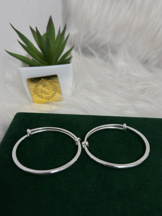 PURE SILVER ADJUSTABLE PLAIN KANGANS FOR BABIES BK0018