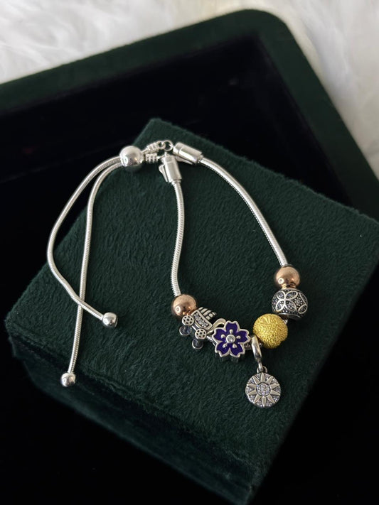 REAL SILVER CHAIN CHARM BRACELETS FOR WOMEN WB0044