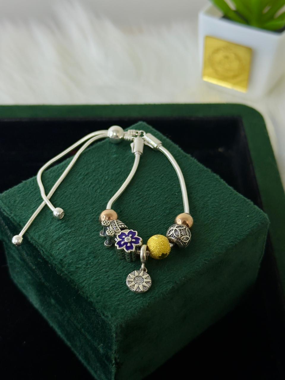 REAL SILVER CHAIN CHARM BRACELETS FOR WOMEN WB0044