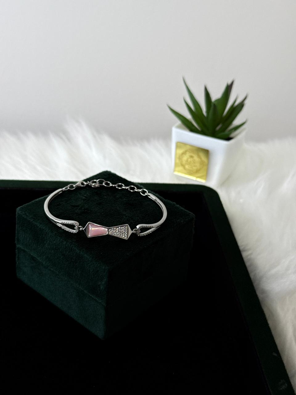 Real Silver Bangle style Chain bracelet WB0042