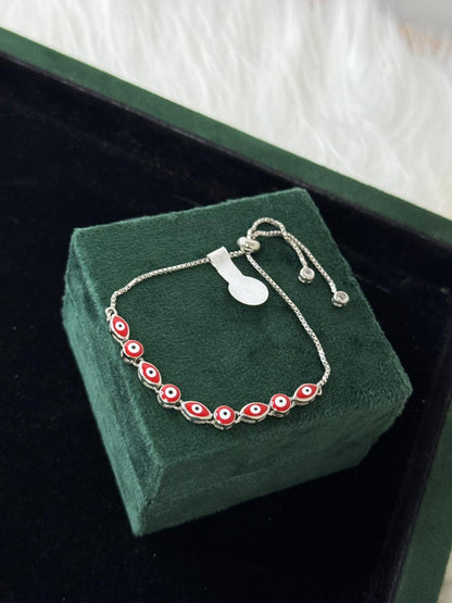 REAL SILVER EVIL EYE RED WOMEN BRACELET WB0034