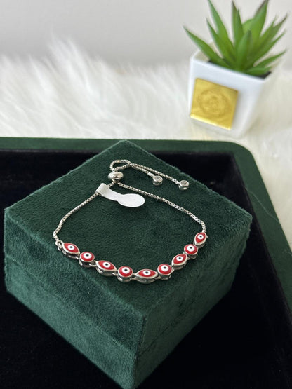 REAL SILVER EVIL EYE RED WOMEN BRACELET WB0034