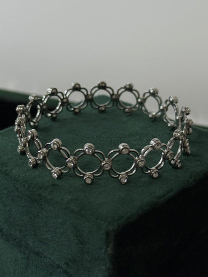 REAL SILVER ADJUSTABLE DUBAI RING CUM BANGLE BRACELET WB0063