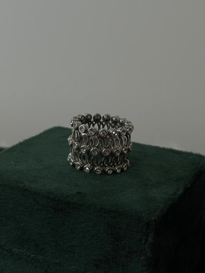REAL SILVER ADJUSTABLE DUBAI RING CUM BANGLE BRACELET WB0063