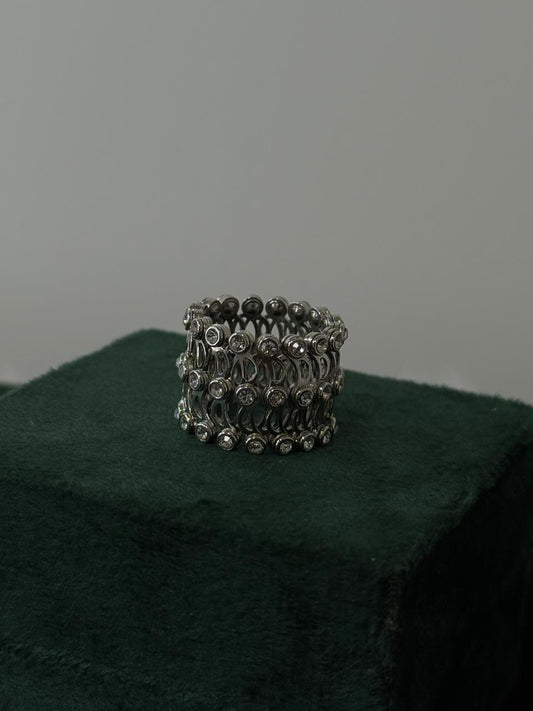 REAL SILVER ADJUSTABLE DUBAI RING CUM BANGLE BRACELET WB0063